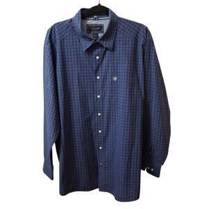 Ariat Pro Series Men's Plaid Long Sleeve Blue Button-down Shirt UV Coverage- XXL